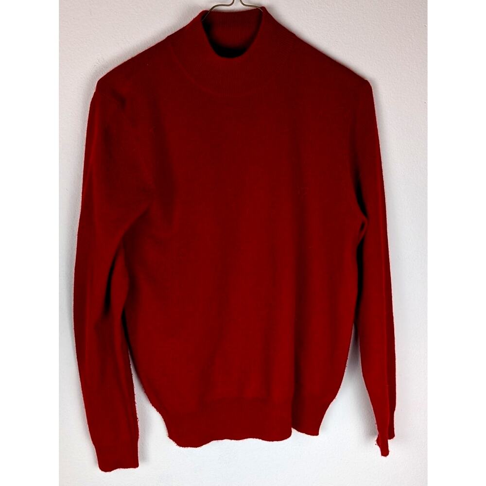 Vtge Charter club 100%Cashmere 2ply Red sz S mock neck Sweater EUC HongKong luxe
